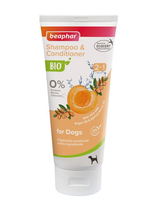 Beaphar Bio Cosmetic 2 in 1 Dog Shampoo & Conditioner, 200ml, Orange