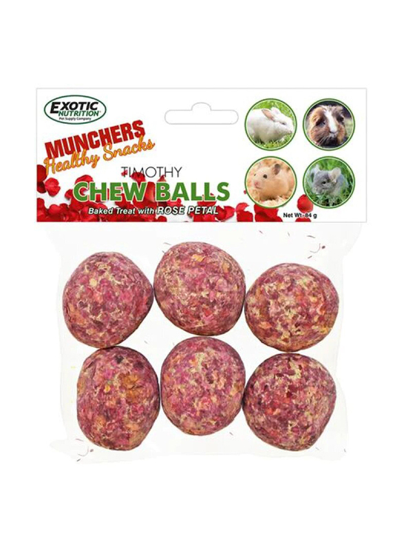 Exotic Nutrition Munchers Rose Petals & Timothy Chew Balls Small Animal Dry Food, 6 Pieces