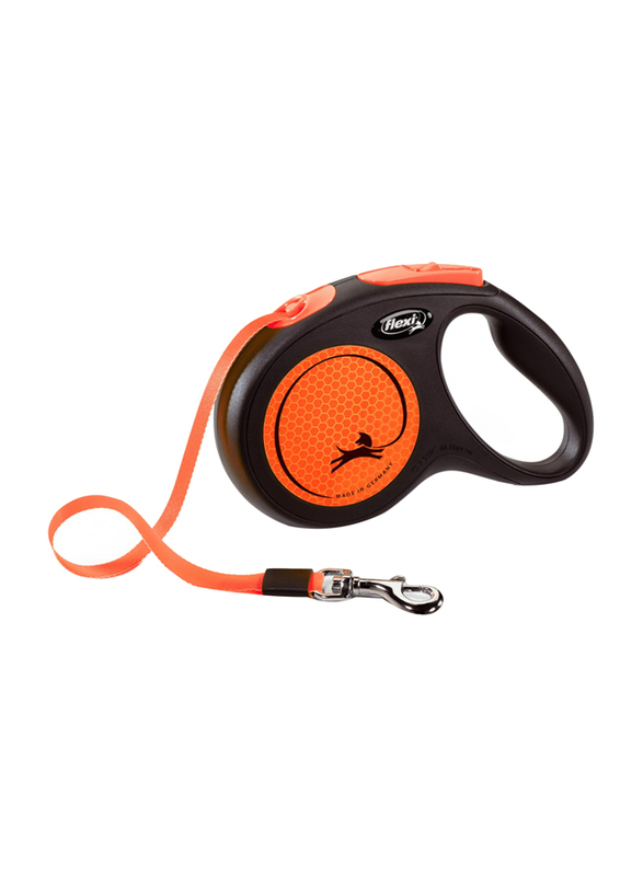 Flexi New Neon Tape Dog Leash, Small, 5m, Orange