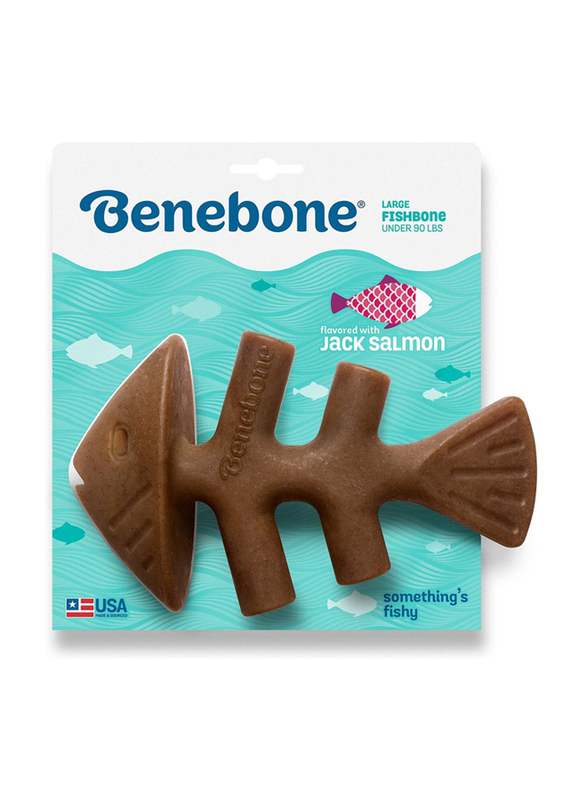 Benebone Fishbone Dog Toy, Medium, Brown