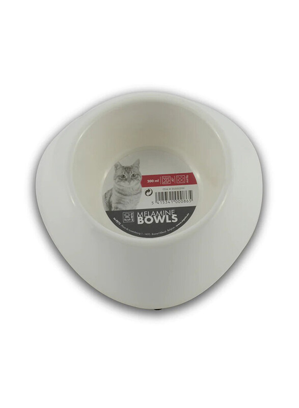

M-Pets Melamine Single Bowl for Cats, 200ml, White