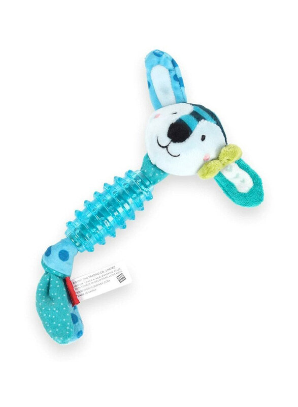 

Gigwi Suppa Puppa Rabbit Plush/TPR Toy with Squeaker Inside, Small, Blue