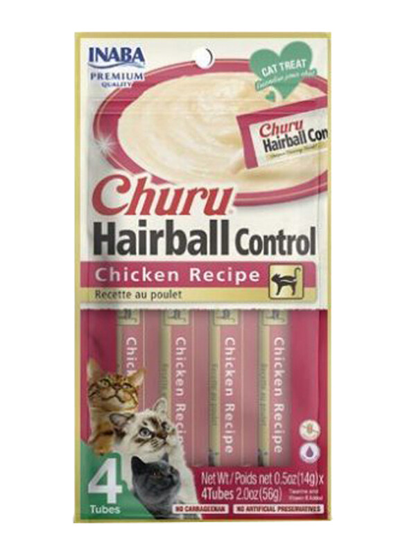 

Inaba Churu Hairball Control- Chicken Recipe Cat Treat, 3 x 4 Tubes