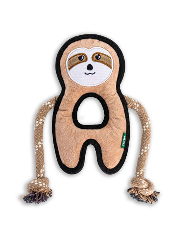 

Beco Sloth Recycled Rough and Tough Dog Chew Toy, Medium, Brown