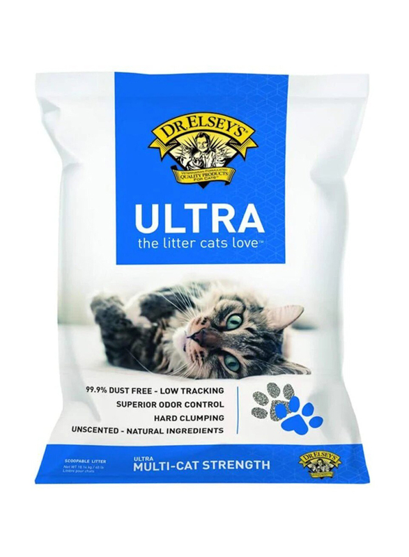 Dr. Elsey's Precious Ultra Unscented Clumping Clay Cat Litter, 18 Kg, Grey