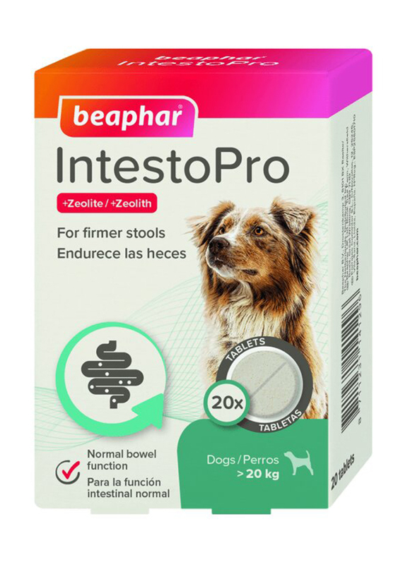 Beaphar Intestopro Anti Diarrhoea Tablet for Large Dog, 20 Tablets, Multicolour