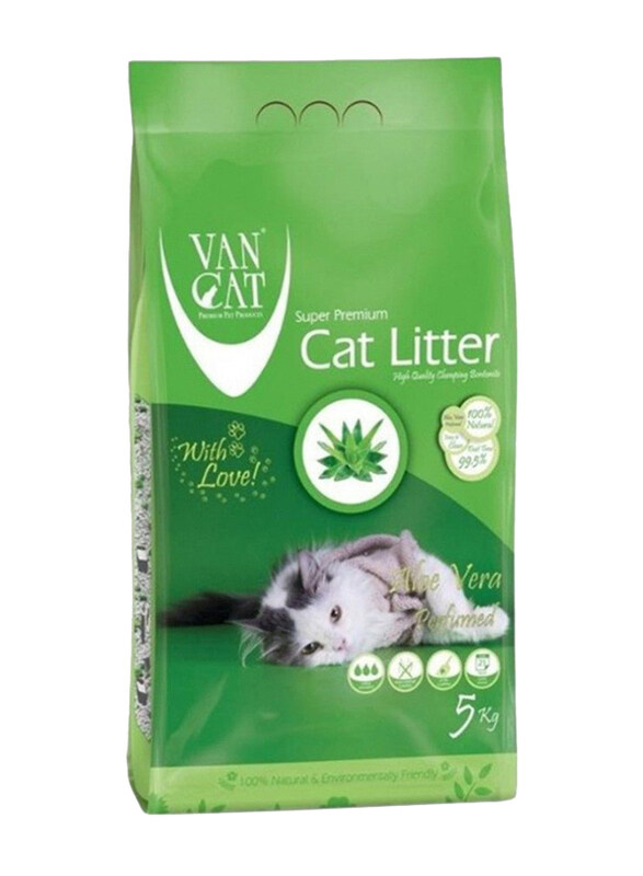 

Van Cat White Aloe Vera Clumping Bentonite Cat Litter, 5 Kg, Green