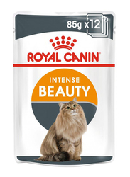 Royal Canin Feline Care Nutrition Hair & Skin Gravy Intense Beauty Wet Food Pouches, 12 x 85g