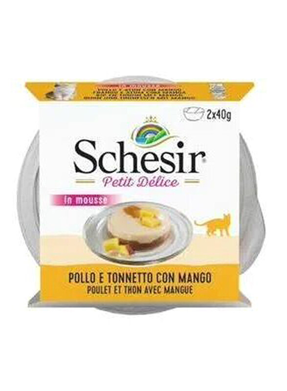 

Schesir Petit Delice Chicken & Tuna with Mango Flavor Cat Wet Food Can, 6 x 80g