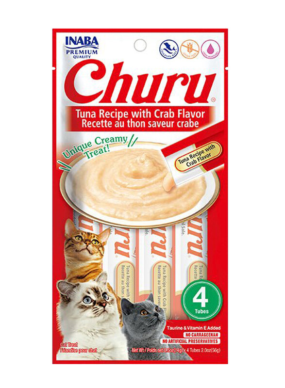 

Inaba Churu Tuna Recipe with Crab Cat Wet Food, 3 x 4 Piece