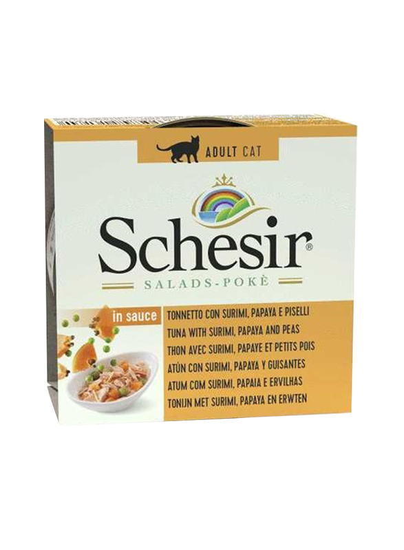 Schesir Tuna with Surimi Papaya & Peas Salad Wet Cats Food, 6 x 85g