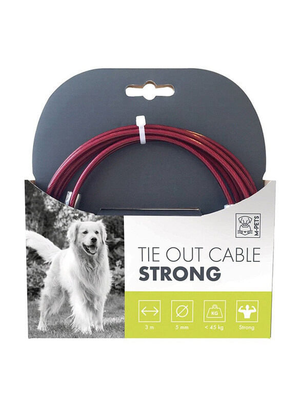 

M-Pets Tie Out Strong Cable for Dogs, 3 Meters, Red