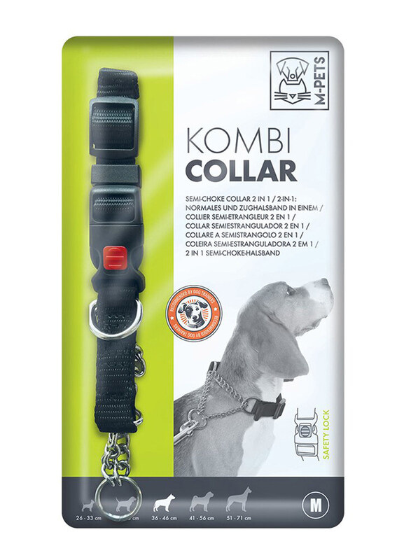 

M-Pets 2-in-1 Kombi Semi-Choke Collar, Medium, Black