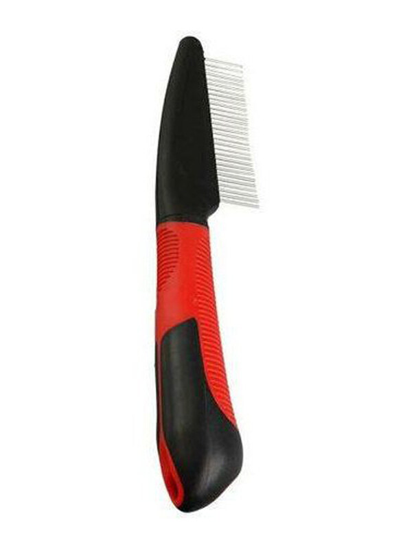 

Flamingo Dog Grooming Comb Rotating Teeth, Medium, Black/Red