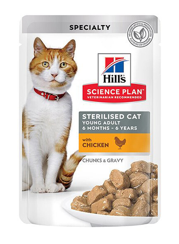 

Hill's Science Plan Sterilised Cats Young Adult Cats Wet Food with Chicken Pouches, 12 x 85g