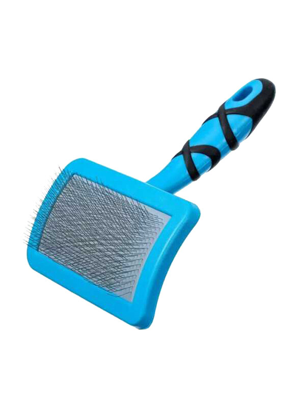 

Groom Professional Cats & Dogs Curved Soft Slicker Brush, Small, Blue