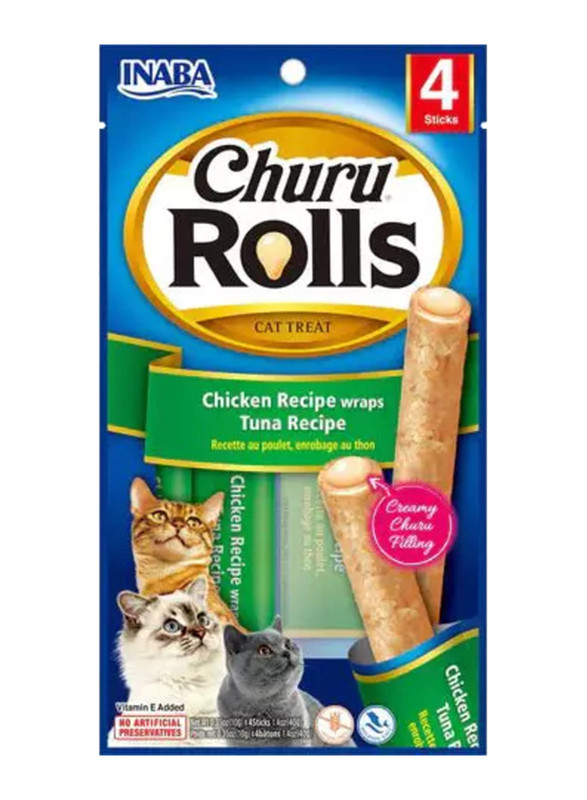 Inaba Churu Tuna Chicken Recipe Wraps Dry Cat Food, 12 x 40g