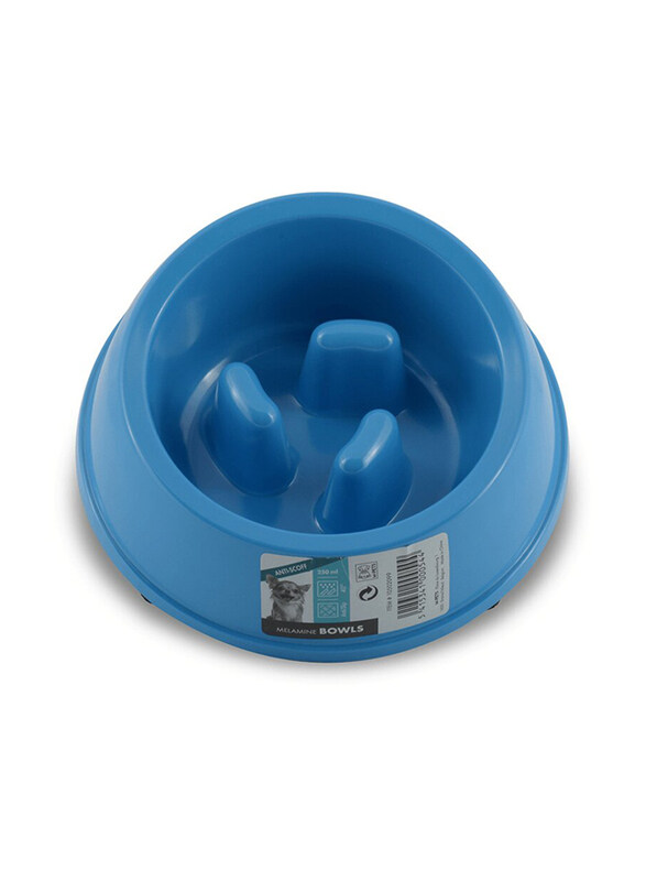 

M-Pets Melamine High Back Slow Down Bowl for Pets, 250ml, Blue