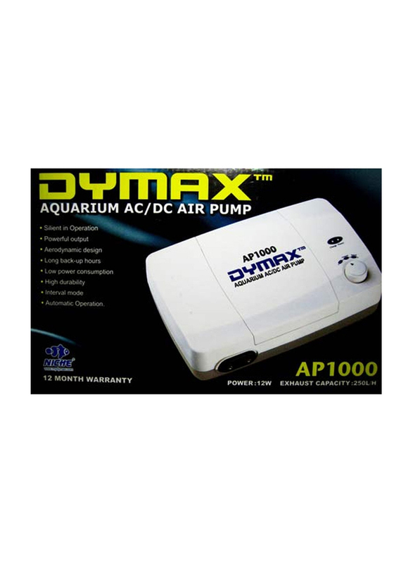 Dymax AP1000 Aquarium AC/DC Air Pump, White