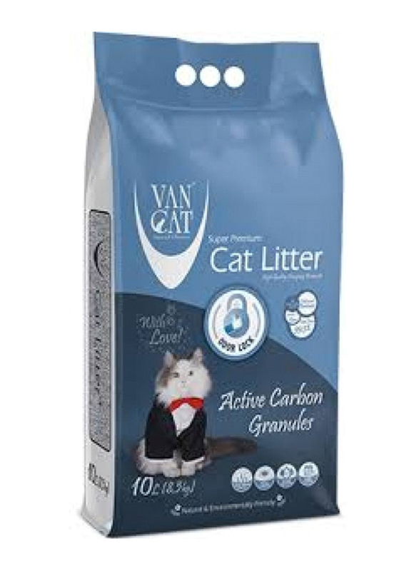 Van Cat White Bentonite Carbon Granules Clumping Cat Litter, 10 Kg, Grey