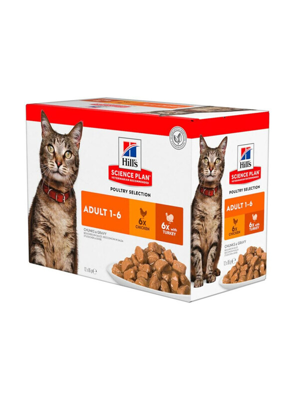 

Hill's Science Plan Adult Chicken & Turkey Wet Cat Food Pouches, 12 x 85g