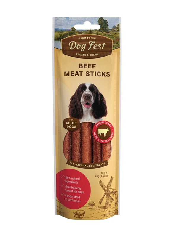 Dog Fest Beef Meat Sticks Dry Food for Adult Dogs, 45g