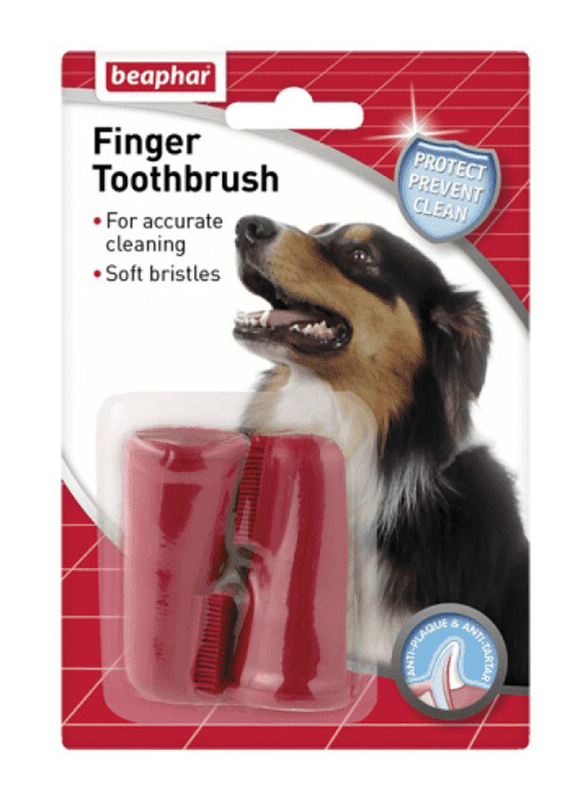 Beaphar Dog Finger Toothbrush, 2 Pieces, Red