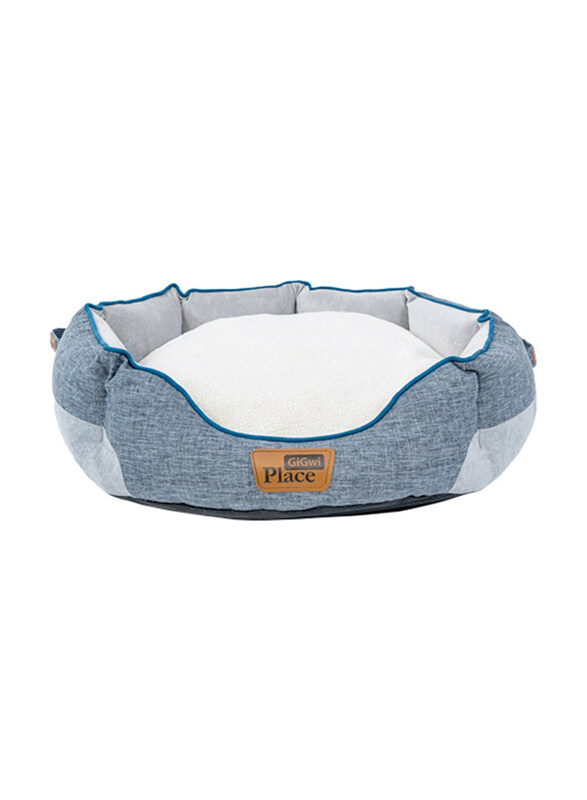 

Gigwi Place Removable Cushion Luxury Round Dog Bed, Large, Blue