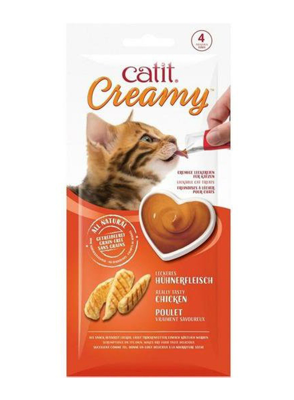 Catit Chicken Creamy Lickable Cat Treats, 4 x 10g