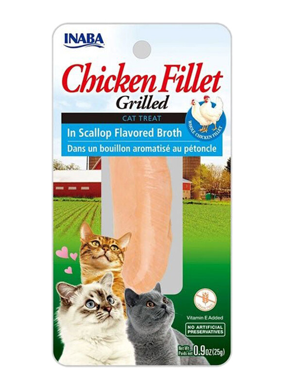 

Inaba Grilled Chicken Fillet in Scallop Broth Cat Wet Food, 3 x 25g