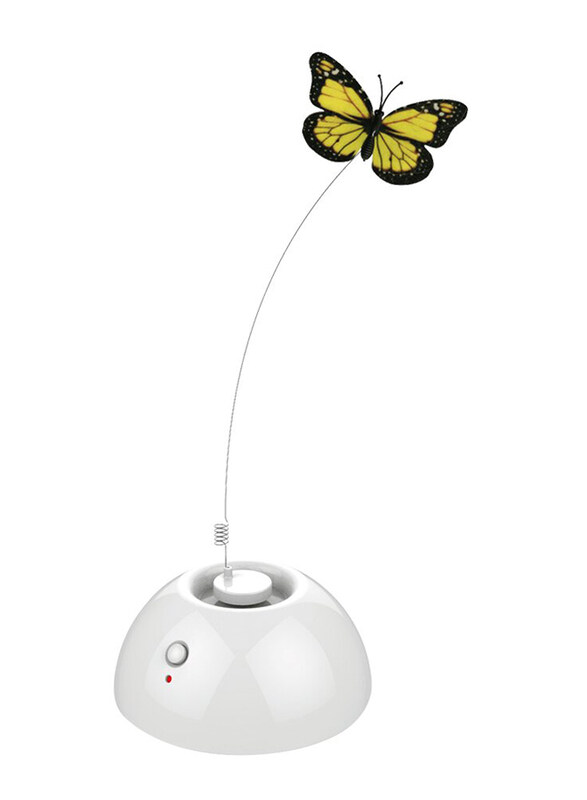 

M-Pets Dancing Butterfly Interactive Cat Toy, White/Yellow