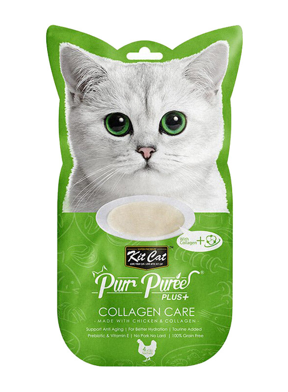 

Kit Cat Purr Puree Plus+ Chicken & Collagen Care Cat Wet Treat, 4 x 15g