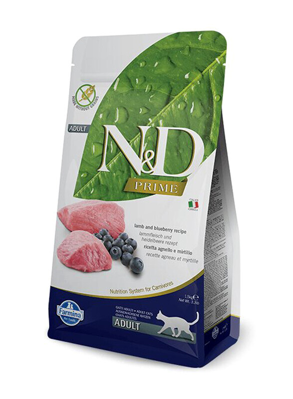 

Farmina N&D Prime Lamb & Blueberry Adult Dry Cat Food, 1.5 Kg