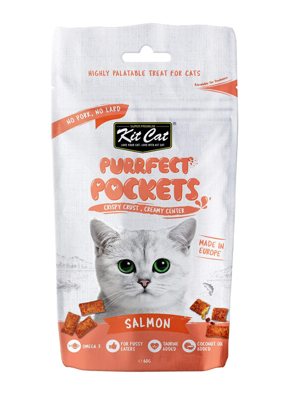 

Kit Cat Purrfect Salmon Pockets Cat Treats Dry Food, 60g