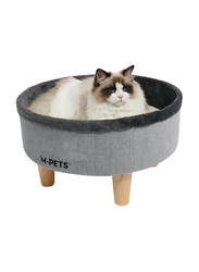 M-Pets Round Elevated Cat Bed, Grey