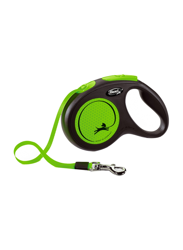 Flexi New Neon Tape Dog Leash, Small, 5m, Green