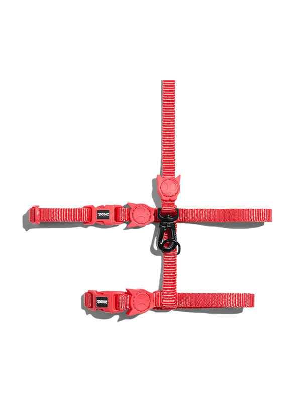 

Zee.Cat Neon Coral Leash & Harness Cat Set, Red