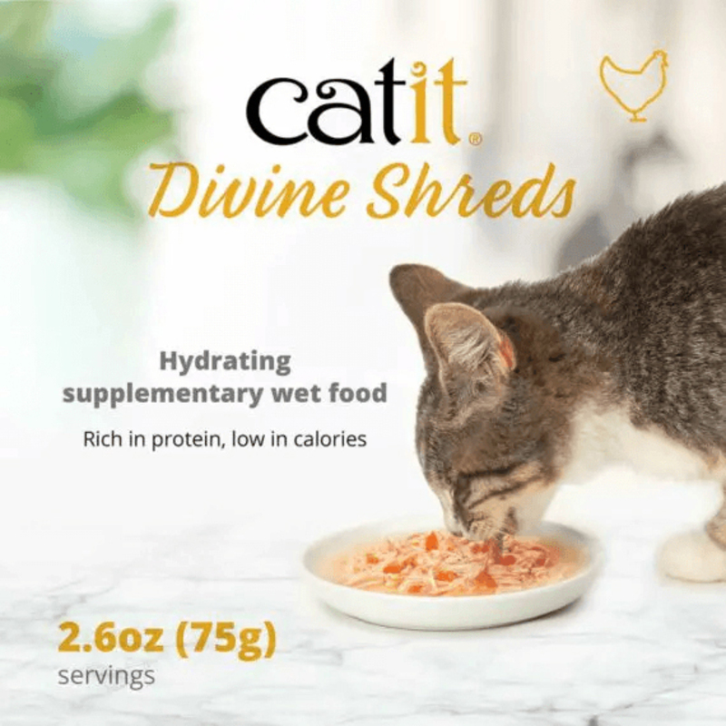 Catit Divine Shreds Chicken with Mackerel & Broccoli Cats Wet Food, 18 x 75g