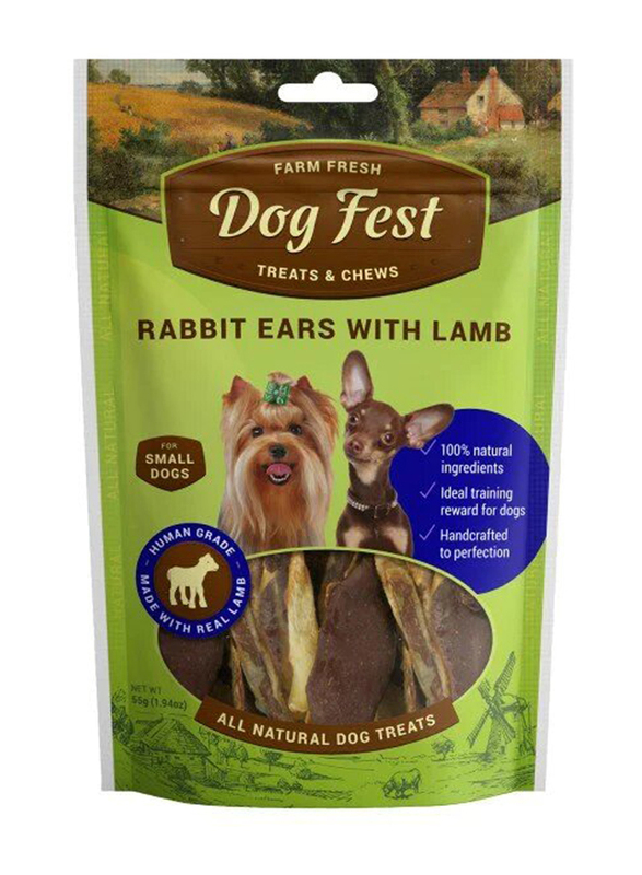 Dog Fest Rabbit Ears with Lamb for Mini-Dogs Dry Food, 55g