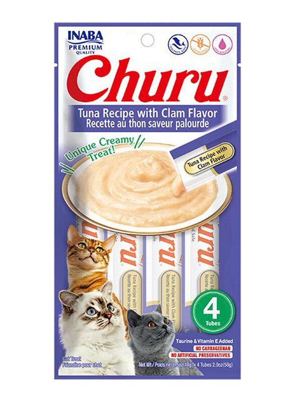 

Inaba Churu Tuna Recipe with Clam Cat Wet Food, 3 x 4 Piece