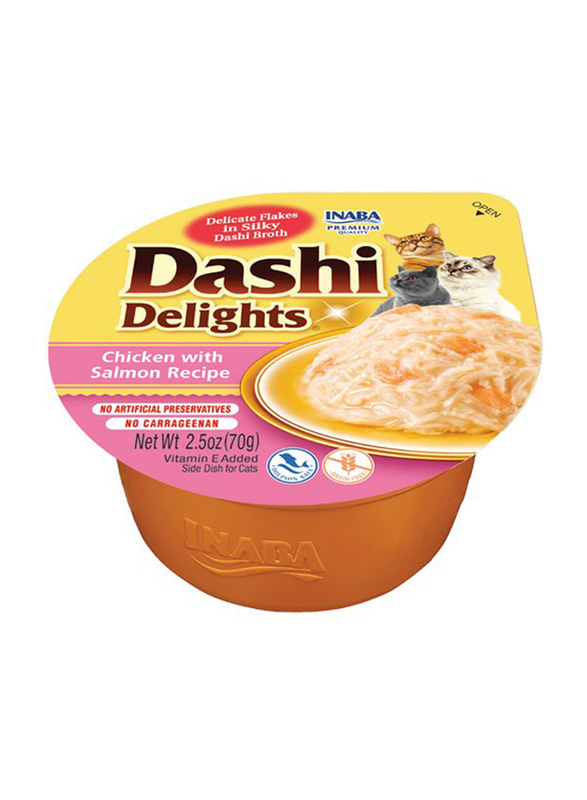 Inaba Dashi Delight Chicken with Salmon Recipe Cat Treats, 6 x 70g