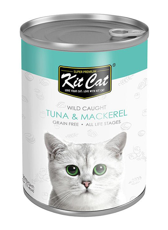 Kit Cat Wild Caught Tuna with Mackerel Canned Cat Wet Food, 400g