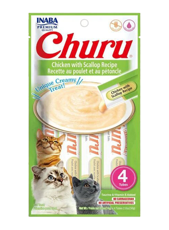 Inaba Churu Chicken With Scallop Recipe Cat Wet Food, 3 x 4 Piece