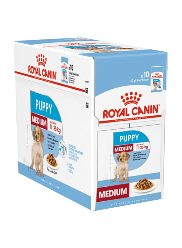 Royal Canin Size Health Nutrition Medium Puppy Wet Food for Dogs, 10 x 140g