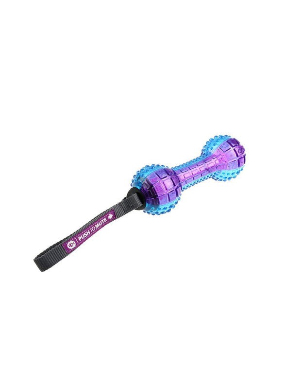 Gigwi Push To Mute TranSPArent Dumbell Toy, /Purple/Blue