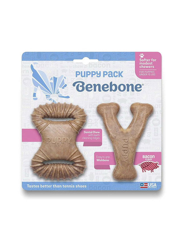 

Benebone Puppy Dental Chew/Wishbone (Tiny), Bacon, 2-Piece, Beige