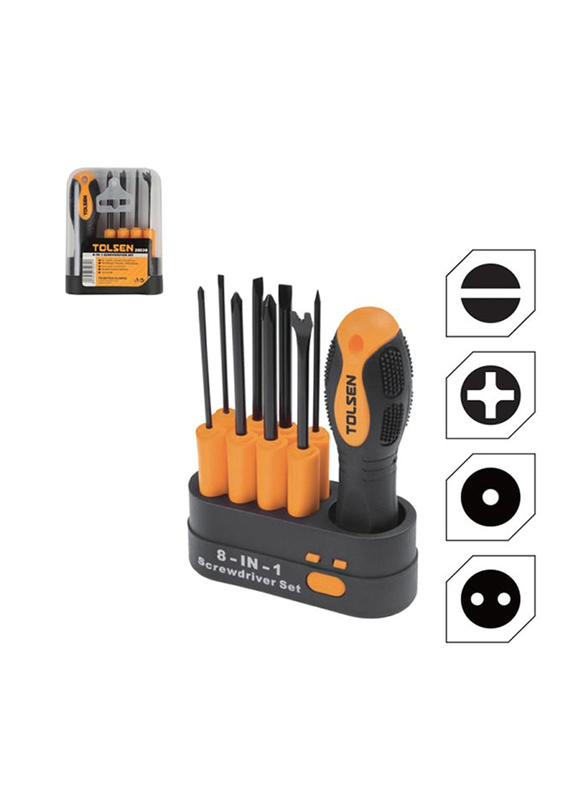 Tolsen 9 Piece Interchangeable Screwdriver Set, 20039, Multicolour