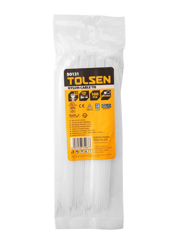 Tolsen Nylon Cable Tie, TLSN-50131, White