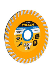 Tolsen Turbo Diamond Disc (Basic), 76760, 100X16mm, Yellow/Silver