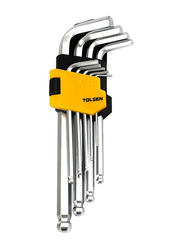 Tolsen Ball Point Long Arm Hex Key Set, 20053, 9 Pieces, Multicolour